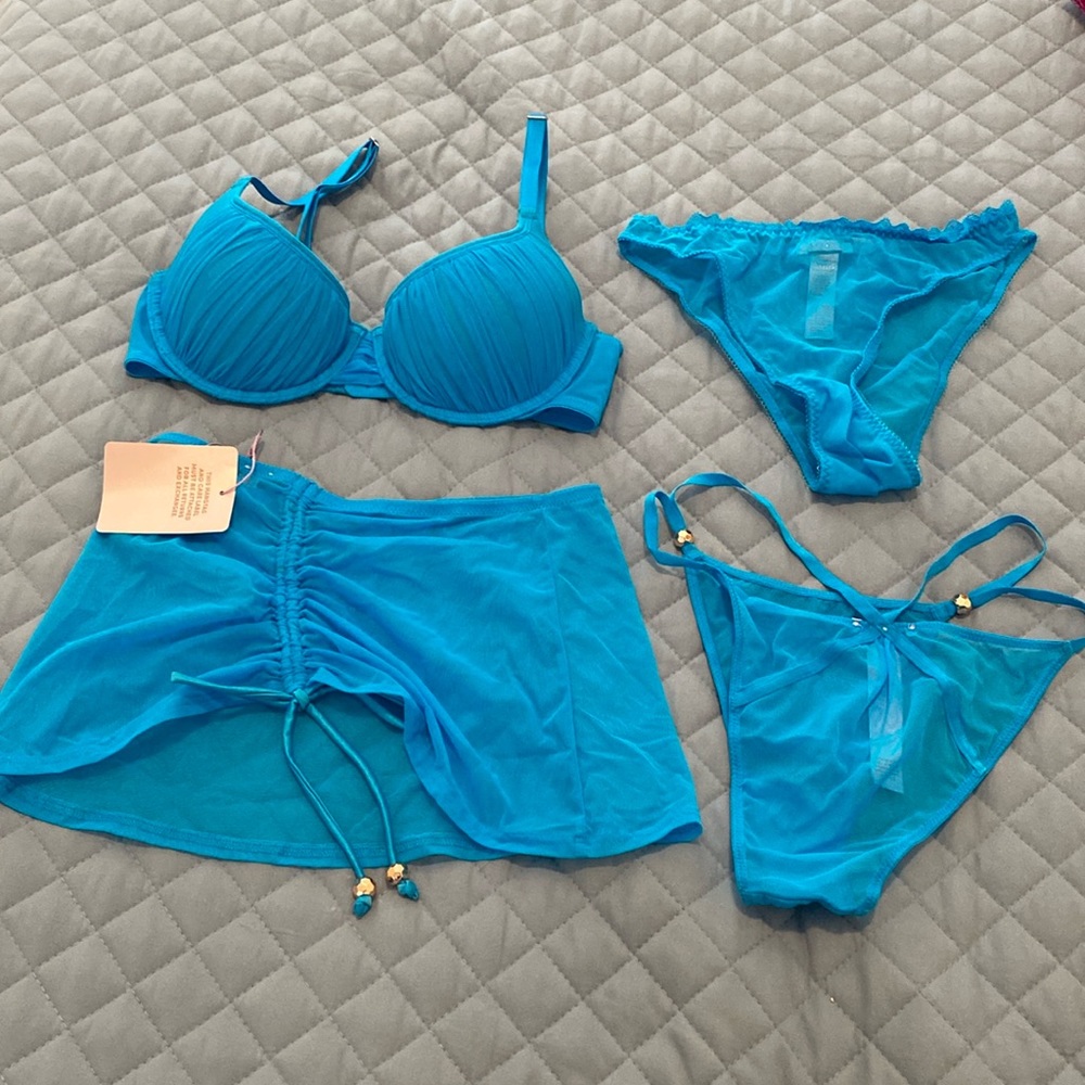 Savage x fenty Gathered Mesh Balconette Bra and skirt full set